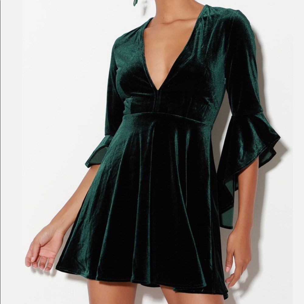 Green velvet dress Lulus